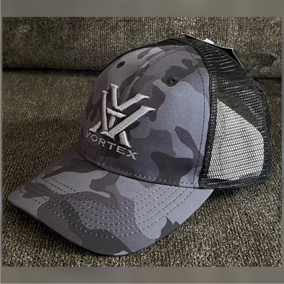 Vortex Black & Grey Camo Embroidered Snapback Adjustable Mesh Adult Hat - Picture 1 of 9